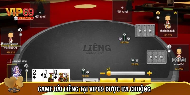 Bài Liêng Vip69 - Game bài phát tài đổi thưởng hấp dẫn 2025 3 Bài Liêng tại Vip69 được đánh giá cao về chất lượng lẫn trải nghiệm